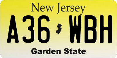 NJ license plate A36WBH