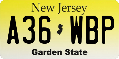 NJ license plate A36WBP