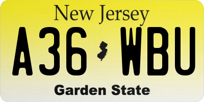 NJ license plate A36WBU