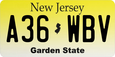 NJ license plate A36WBV