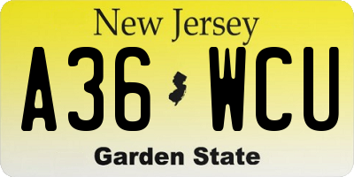 NJ license plate A36WCU