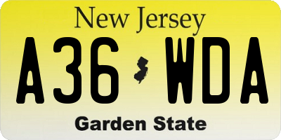 NJ license plate A36WDA