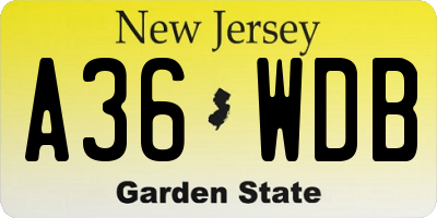 NJ license plate A36WDB