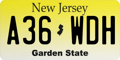 NJ license plate A36WDH