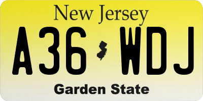 NJ license plate A36WDJ