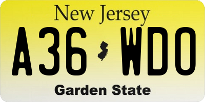 NJ license plate A36WDO