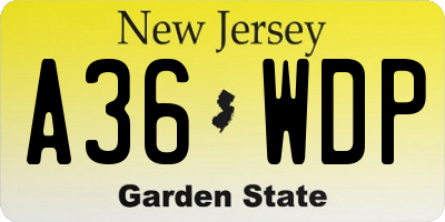 NJ license plate A36WDP