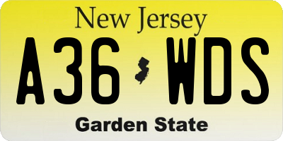 NJ license plate A36WDS