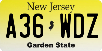 NJ license plate A36WDZ