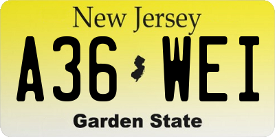 NJ license plate A36WEI