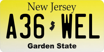 NJ license plate A36WEL