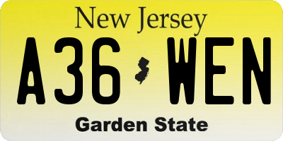 NJ license plate A36WEN