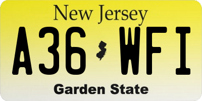 NJ license plate A36WFI