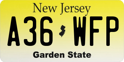 NJ license plate A36WFP