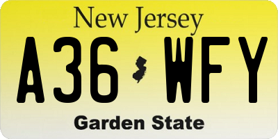 NJ license plate A36WFY