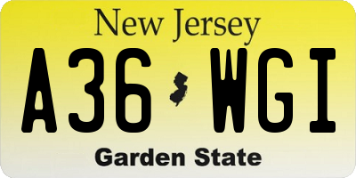 NJ license plate A36WGI