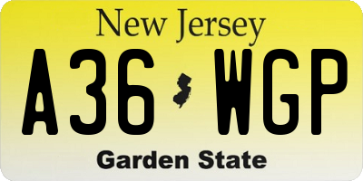 NJ license plate A36WGP