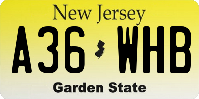 NJ license plate A36WHB
