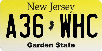 NJ license plate A36WHC