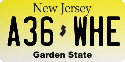 NJ license plate A36WHE
