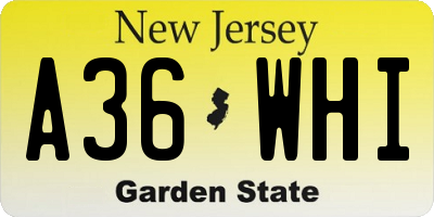 NJ license plate A36WHI