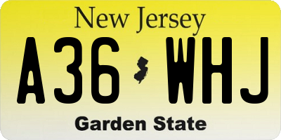 NJ license plate A36WHJ