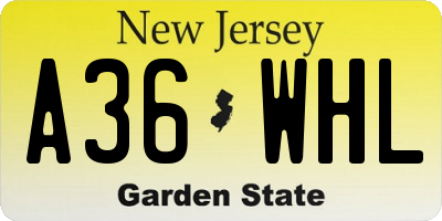 NJ license plate A36WHL