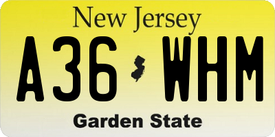 NJ license plate A36WHM