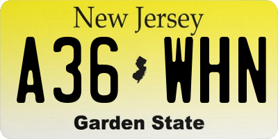 NJ license plate A36WHN