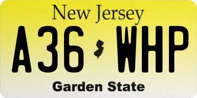 NJ license plate A36WHP