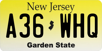 NJ license plate A36WHQ