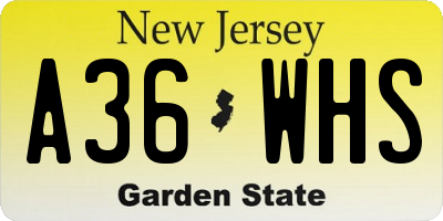 NJ license plate A36WHS