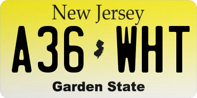 NJ license plate A36WHT