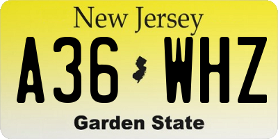 NJ license plate A36WHZ
