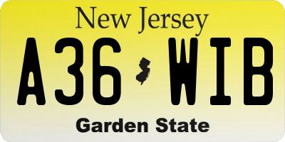NJ license plate A36WIB