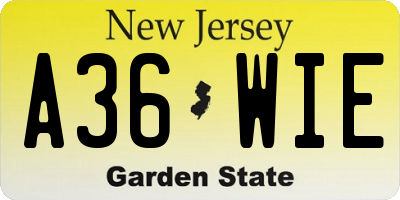 NJ license plate A36WIE