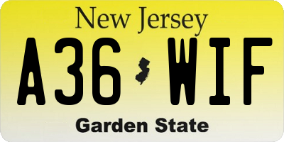 NJ license plate A36WIF