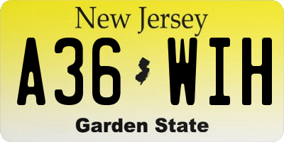 NJ license plate A36WIH
