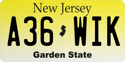 NJ license plate A36WIK