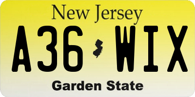 NJ license plate A36WIX