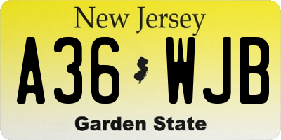 NJ license plate A36WJB