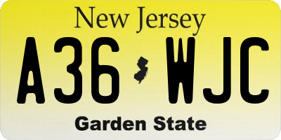 NJ license plate A36WJC