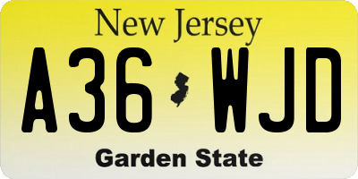 NJ license plate A36WJD
