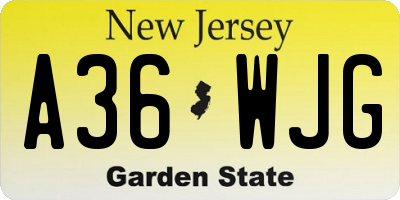 NJ license plate A36WJG