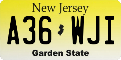 NJ license plate A36WJI