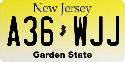 NJ license plate A36WJJ