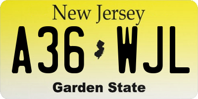 NJ license plate A36WJL