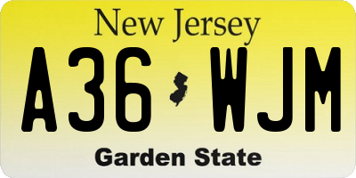NJ license plate A36WJM
