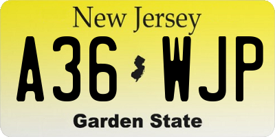 NJ license plate A36WJP