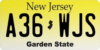 NJ license plate A36WJS